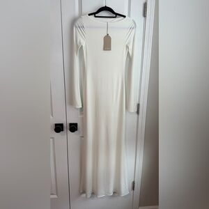 MESHKI Women’s Tarna Slinky Fishtail Maxi Dress Ivory NWT Size Small